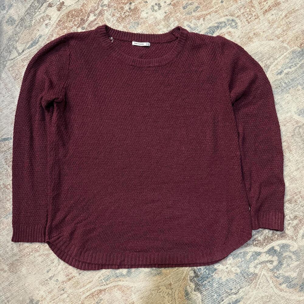 Pink Clover‎ textured crewneck sweater, burgundy – 2X